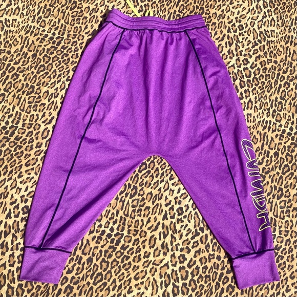 ZumbaWear Marvelous purple lime drawstring stretch nylon polyester harem pant M - Picture 9 of 11